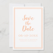 Peach Bruiloft Bewaar de datum Minimale Aankondigi (Voorkant)