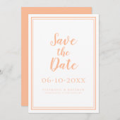 Peach Bruiloft Bewaar de datum Minimale Aankondigi (Voorkant / Achterkant)