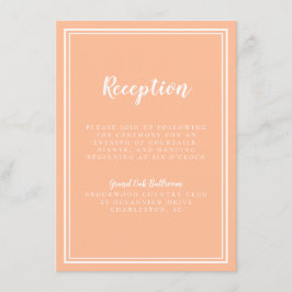 Peach Bruiloft Eenvoudige Moderne Receptie Traditi Informatiekaartje