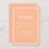 Peach Bruiloft Eenvoudige Moderne Receptie Traditi Informatiekaartje (Voorkant / Achterkant)