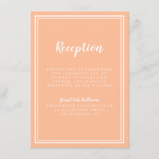Peach Bruiloft Eenvoudige Moderne Receptie Traditi Informatiekaartje