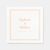 Peach bruiloft Elegant Eenvoudige Moderne Receptie Servet (Voorkant)