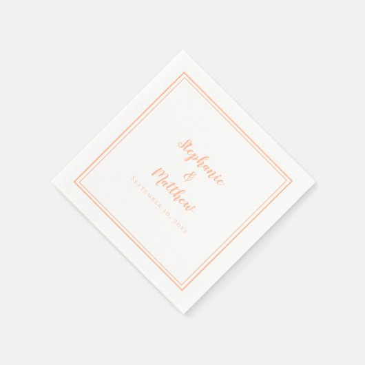 Peach bruiloft Elegant Eenvoudige Moderne Receptie Servet (Hoek)