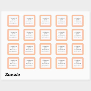 Peach bruiloft elegante kalligrafie chique gunsten vierkante sticker