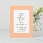 Peach bruiloft kalligrafie moderne printbare digit save the date (Staand voorkant)