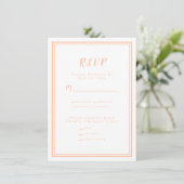 Peach Bruiloft Moderne RSVP Menu Respons Behuizing (Staand voorkant)