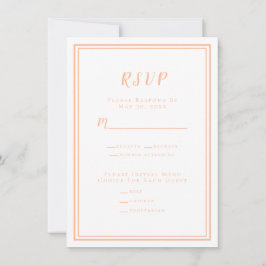 Peach Bruiloft Moderne RSVP Menu Respons Behuizing