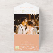 Peach bruiloft uitnodiging met strijklichten (Buitenkant)