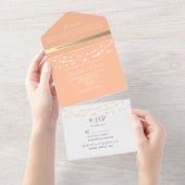 Peach bruiloft uitnodiging met strijklichten (Afscheurbaar)