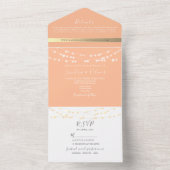 Peach bruiloft uitnodiging met strijklichten (Binnen)