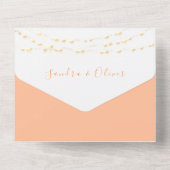 Peach bruiloft uitnodiging met strijklichten (Achterkant)