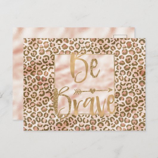 peach bruin-luipafdruk is moedig briefkaart (Voorkant / Achterkant)