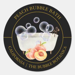 Peach Bubble Bath-label Ronde Sticker