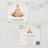 *~* Peach Buddha QR botanische Floral Lotus AP33 Vierkante Visitekaartje (Voorkant / Achterkant)