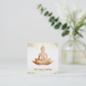 *~* Peach Buddha QR botanische Floral Lotus AP33 Vierkante Visitekaartje (Staand voorkant)