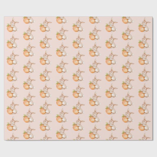 Peach & Bunny Rabbit Baby Shower Gift Cadeaupapier (Vlak)