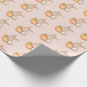Peach & Bunny Rabbit Baby Shower Gift Cadeaupapier (Hoek)