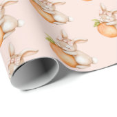 Peach & Bunny Rabbit Baby Shower Gift Cadeaupapier (Rol Hoek)