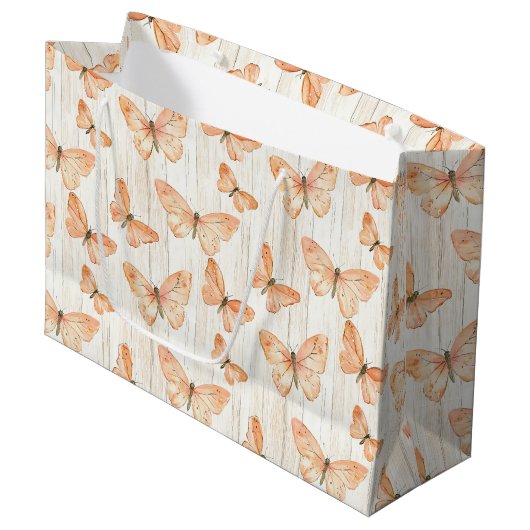 Peach Butterflies Birthday Groot Cadeauzakje (Voorkant Gekanteld)