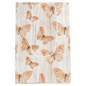 Peach Butterflies Birthday Medium Cadeauzakje (Achterkant)