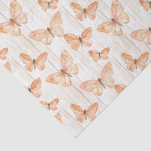Peach Butterflies Birthday Tissuepapier (Detail)