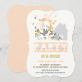 Peach Butterflies Burst House Warming Party nodigt Kaart (Voorkant / Achterkant)