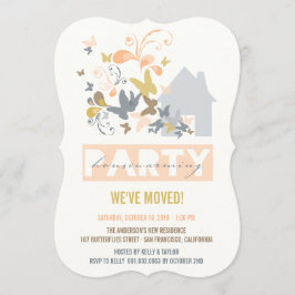 Peach Butterflies Burst House Warming Party nodigt Kaart