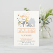 Peach Butterflies Burst House Warming Party nodigt Kaart (Staand voorkant)