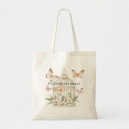 Peach Butterflies Cage Floral Tote Bag