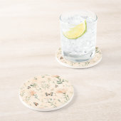 Peach Butterflies Floral Zandsteen Onderzetter (Zijkant)