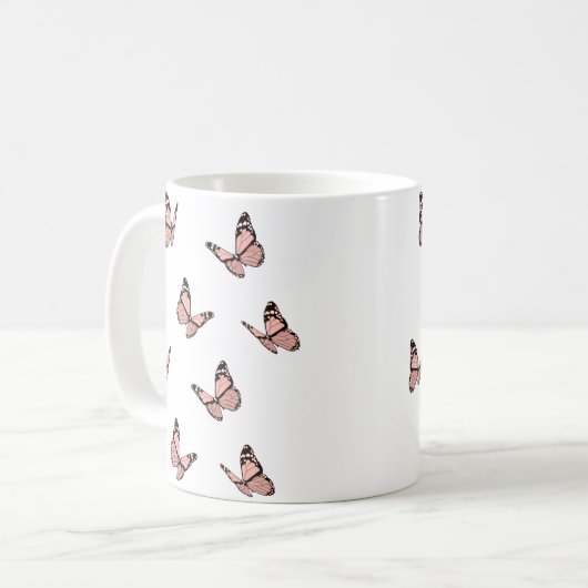 Peach Butterflies Koffiemok (Voorkant links)