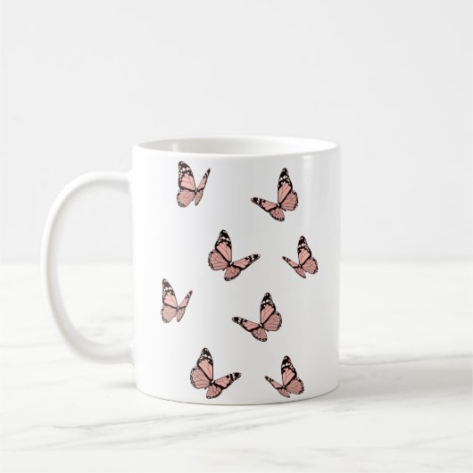 Peach Butterflies Koffiemok (Links)