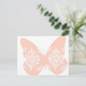 Peach Butterfly Floral Briefkaart (Staand voorkant)