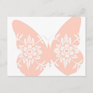 Peach Butterfly Floral Briefkaart
