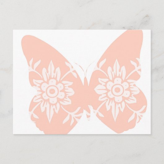 Peach Butterfly Floral Briefkaart (Voorkant)