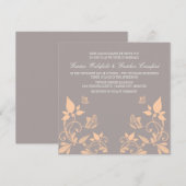 Peach Butterfly Floral Wedding Invite Kaart (Voorkant / Achterkant)