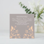 Peach Butterfly Floral Wedding Invite Kaart (Staand voorkant)