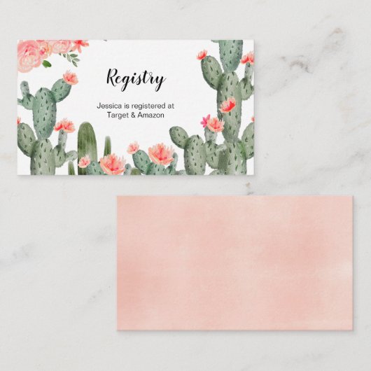 Peach Cactus Floral Registry Insert Informatiekaartje (Voorkant / Achterkant)