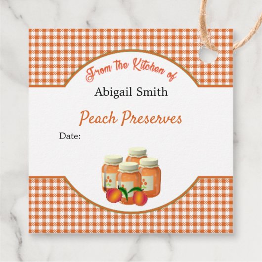 Peach Canning Jar Square Hang Label (Achterkant)