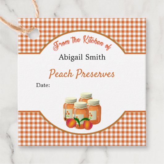 Peach Canning Jar Square Hang Label (Voorkant)