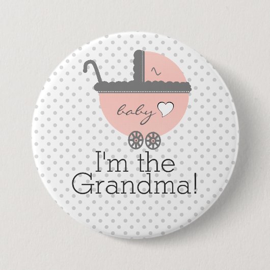 Peach Carriage Baby shower Grandma Ronde Button 7,6 Cm (Voorkant)