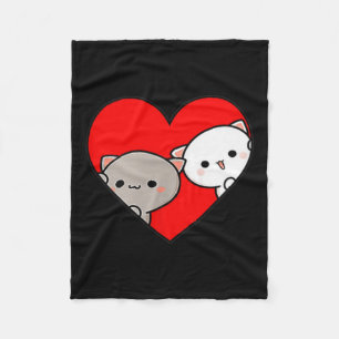 Peach Cartoon Love Goma Cat Valentijn's Day Heart Fleece Deken