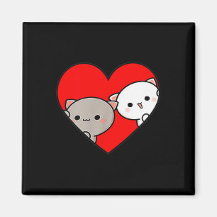 Peach Cartoon Love Goma Cat Valentijn's Day Heart Magneet