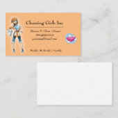 Peach Cartoon meisje huis schoonmaakservice Visitekaartje (Voorkant / Achterkant)