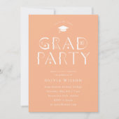 Peach Celestial Typography Afstudeerder Party Kaart (Voorkant)