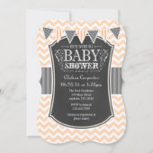 Peach Chalkboard Chevron Baby shower Invite Kaart (Voorkant)