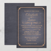 Peach Chalkboard Wedding Invitations Kaart (Voorkant / Achterkant)
