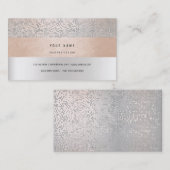 Peach Champaign Grey Vip Stripes Confetti Silver Visitekaartje (Voorkant / Achterkant)