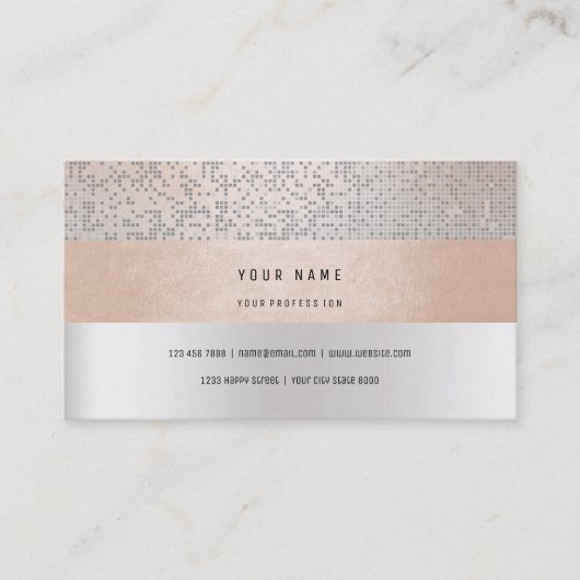 Peach Champaign Grey Vip Stripes Confetti Silver Visitekaartje (Voorkant)