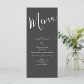 Peach Charcoal Gray Peony Roos Wedding Menu (Staand voorkant)